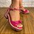 Sandália Bloquinho Jess Calçados em Couro Pink Fivela Detalhe em Laço - Imagem 3