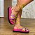 Sandália Flat Feminina Jess Calçados Tiras Amarração Multi Cor Detalhe Rosa - Imagem 1