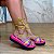 Sandália Flat Feminina Jess Calçados Tiras Amarração Multi Cor Detalhe Rosa - Imagem 2
