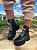 Bota coturno maxi jess calçados em couro preto cadarço em strass - Imagem 1