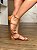 Sandália Rasteira Aurora Caramelo Detalhe Em Tiras Finas Dourada - Imagem 3