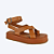 Sandália Flatform Tatá Tiras Cruzadas em Couro Caramelo - Imagem 3