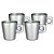 Jogo de 4 xícaras plain em vidro 80ml cor prata - Imagem 1