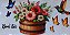ADR-058 - CESTA COM FLORES, BEIJA FLOR,BORBOLETAS E FRASE BOM DIA - ADESIVO DTF - Imagem 1