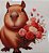 ADR-072 - CAPIVARA BUQUÊ DE ROSAS ADESIVO DTF - Imagem 1
