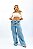 Calça Wide Leg Jeans Azul Claro - Imagem 3