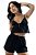 Top Decote Babado Crepe Textura Preto - Imagem 1