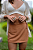 Short Saia Envelope Risca Marrom - Imagem 1