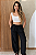 Calça Reta Textura Preto - Imagem 1