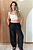 Calça Reta Textura Preto - Imagem 1