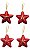 Kit 4 Estrelas Pendente Vermelha 10cm Palavra Amor Fé Paz Natal - Imagem 1