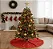 Saia Vermelha Veludo Base Tapete De Árvore De Natal Tecido Enfeite 90 cm - Imagem 2