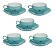 Jogo De Xícaras Para Chá Café Grande 160 Ml 12 Peças Fina Porcelana Hauskraft  Cor Azul - Imagem 4