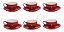 Jogo De Xícaras Para Chá Café Grande 160 Ml 12 Peças Fina Porcelana Hauskraft  Cor Vermelho - Imagem 4