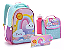 Mochila Escolar Rainbow Arco Iris Lancheira Estojo Garrafa - Imagem 1