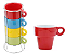 Jogo Com 4 Xícaras De Café 210 ml Coloridas Com Suporte - Imagem 3