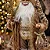 Papai Noel Com Cajado Dourado Marrom Guizo 30 Cm Luxo Natal - Imagem 9