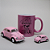 Kit Rosa Caneca, Chaveiro e Miniatura de Fusca - Que nunca falte café - Imagem 1