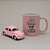 Kit Caneca e Miniatura Fusca Rosa fosco - Imagem 1