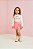 Conjunto Feminino Infantil Momi Manga Longa Creme com Shorts Rosa Neon j5015 - Imagem 1