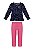 Conjunto menina com blusa estampada e calça rosa - Imagem 2