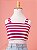 Top Cropped Listrado Branco e Pink - Imagem 1