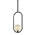 Lustre Pendente Bola Vidro Champagne Metal Preto 1XG9 Bivolt PD1333PT - Imagem 2