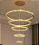 Lustre Pendente 5 Anéis LED 96W Dourado Duplo 3000K Bivolt - Imagem 6