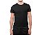 Camiseta Masculina Básica Gola Careca-Malha 100% Poliéster Fiado-Cor Preto - Imagem 1