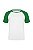 Camiseta Masculina Raglan Gola Careca-Malha 100% Poliéster Fiado-Cor Branco Com Mangas Verde Bandeira - Imagem 1