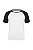 Camiseta Masculina Raglan Gola Careca-Malha 100% Poliéster Fiado-Cor Branco Com Mangas Preta - Imagem 1