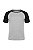 Camiseta Masculina Raglan Gola Careca-Malha 100% Poliéster Fiado-Cor Mescla Com Mangas Pretas - Imagem 1