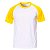 Camiseta Raglan Branca - Manga e Gola Amarela P ao GG (100% Poliéster) - Imagem 1
