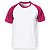 Camiseta Raglan Branca - Manga e Gola Pink P ao GG (100% Poliéster) - Imagem 1