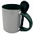 Caneca Importada com Colher Reta Alça e Interior Verde Escuro - Imagem 1