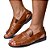 Sandália Masculina De Couro Conforto 888 Conhaque - Imagem 5