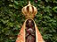 Imagem de Nossa Senhora Aparecida em terracota com detalhes em dourado e cristais coloridos - Imagem 4