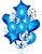 Balão Bexiga Metalizado 10 Peças Estrela Coração Azul - Imagem 1