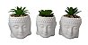 Kit 3 Vasinhos Vaso /cachepot Buda De Cerâmica + Suculenta - Imagem 1