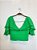 Blusa verde Cropped decote e babados (P) - Imagem 1