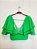 Blusa verde Cropped decote e babados (P) - Imagem 2