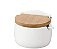Porta condimento de porcelana com colher e tampa de bambu - Imagem 1