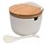 Porta condimento de porcelana com colher e tampa de bambu - Imagem 2