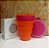 Copo Retrátil Silicone Laranja com Tampa Rosa Brilho - Imagem 1