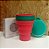 Copo Retrátil Silicone Rosa com Tampa Verde - Imagem 1