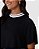 Blusa Ampla Preta com Gola Branca Listrada - Imagem 1