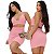 Conjunto Cropped E Saia Curta Top Alcinha Gringa Canelado - Imagem 4