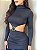 Vestido Feminino Curto Com Detalhe Recorte E Fivela Manga Longa Drapeado Suplex - Imagem 6