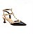 Cecconello - Scarpin Slingback Couro Preto detalhe off White Salto Baixo - Imagem 1