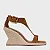 Carrano - Sandália Tira Frontal Salto Anabela Palha Couro Suede Marrom Saddle - Imagem 1